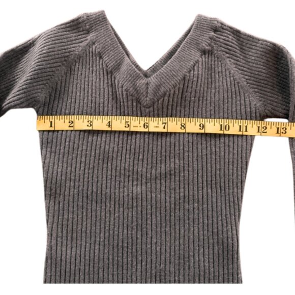 Rubber Doll Vintage Y2K Knit V-Neck Ribbed Sweater Olive Green Size Small - Picture 7 of 7
